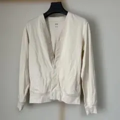 美品　UNIQLO クリーム色　Vネック カーディガン S エアリズム