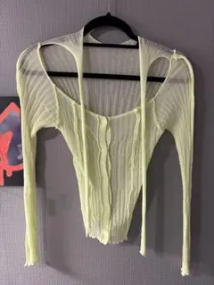 PERVERZEパーバーズ Sheer Ribbed Knit Cardiganのサムネイル