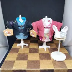 ミニチュアドール服　ハンドメイド　大人：着物:2着１セット 絵馬