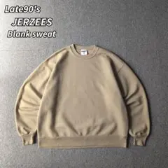 90s JERZEES スウェット 無地 ブランク ベージュ 古着 L オールド