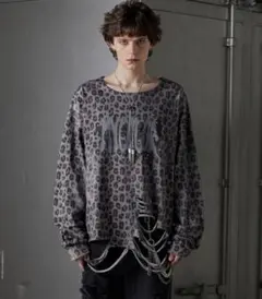 GRANCY グランシー レオパード柄ラインストーントップス Lサイズ　ロンT