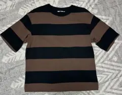 UNIQLO U メンズMサイズ 茶色と黒のストライプTシャツ
