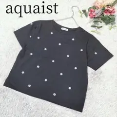 【アクアイスト】レディース トップス プルオーバー 花柄 刺繍 Tシャツ M