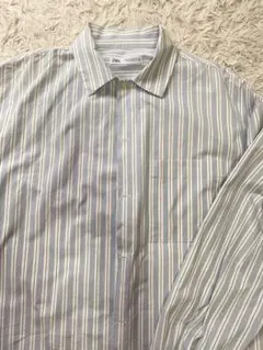 【美品】ZARA メンズ　シャツ　ブルー　ストライプ