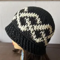 クラッシャーハット 綿　クロシェハット　バケットハット　ニット帽　ビーニー