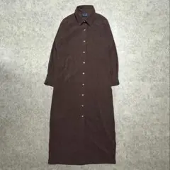 【人気】ヴィンテージ コーデュロイ シャツワンピース ブラウン