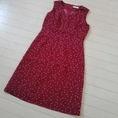 レディース ノースリーブ　ひざ丈ワンピース ワンピース　レッド 赤