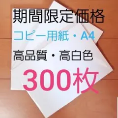 ②【期間限定価格】★コピー用紙★A4・300枚★新品未使用★即購入大歓迎！