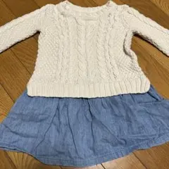 babyGap 2歳　ニットとデニム生地ドッキングワンピース