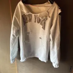 半壊 クラッシュ NEW YORK ボロ加工 トレーナー 常田大希 L