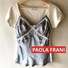 PAOLA FRANI 半袖　カットソー　レイヤード風　イタリア製　グレーのサムネイル