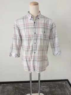 バーバリーブラックレーベル チェック柄 長袖シャツ ホワイト/グレー/ピンク