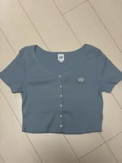 GAP ハートロゴ リブ 半袖カーディガン