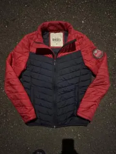 DIESEL ディーゼル ダウンジャケット M 赤×ネイビー ワッペン付き