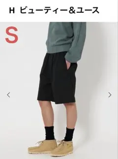 ＜H＞ウェザークロス スクエア カット ショートパンツ　サイズＳ　ダークグリーンのサムネイル