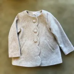 グレー スカラップヘム ウールコート