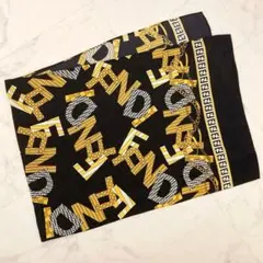 【美品】 FENDI フェンディ 大判ハンカチ スカーフ シルク ズッカ柄 ロゴ