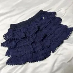 極美品　メゾピアノ　フリルレーススカパン　キュロット　インナーパンツ付きスカート