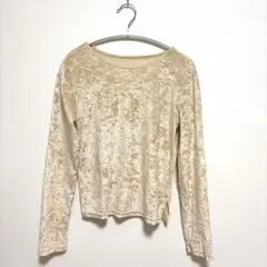 RETRO GIRL ベロア調 長袖カットソー ベージュ