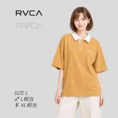 良品　ルーカ　RVCA　襟切替　ロゴ　刺繍　ポロシャツ　マスタードイエロー　Lのサムネイル