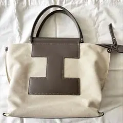 美品! イアクッチ　キャンバス×レザー ショルダーバッグ　トートバッグのサムネイル
