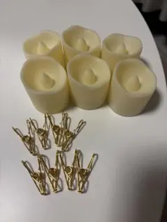 LEDキャンドル6個セット/ゴールドクリップ8個まとめ売り