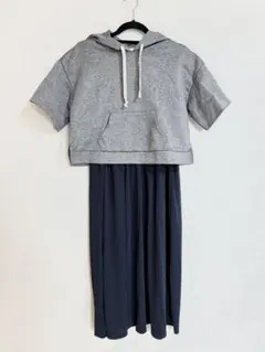 BUNTDOUXS 授乳口付きフード半袖ワンピース