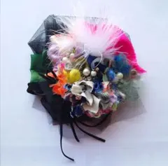 ハンドメイド 一点物 着物 ラウンド ヘッドドレス 成人式 七五三