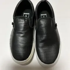 vans バンズ　レザー　スリッポン　ブラック　ホワイト　22.5 エラ　オール