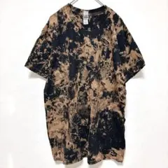 ギルダン 半袖Tシャツ クルーネック タイダイ L 黒茶 綿 ストリート