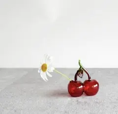 フルーツグラスベース　 Cherry　チェリー ガラス　花瓶　フラワーベース