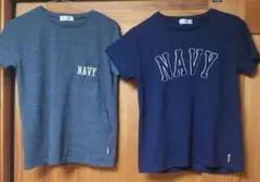 ネイビー・グレー 半袖Tシャツ 2枚セット Mサイズのサムネイル