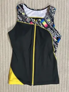 「ミズノ」フィットネス用セパレート水着　上下セット　LL ブラックXイエロー