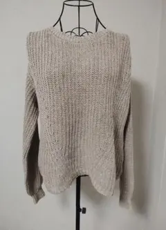 シンプル【B:MING by BEAMS】 リブ編みニット　麻綿混　 F