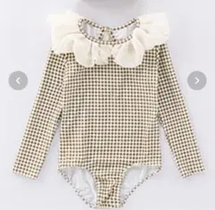 ギンガムチェック フリル ワンピース水着 韓国子供服お値下げ