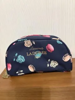 LADUREE マカロン ローズ柄 ポーチ ネイビーのサムネイル