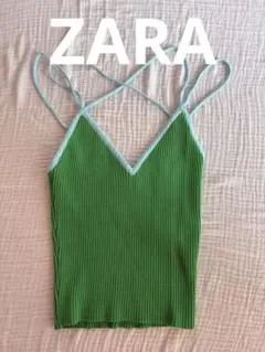 ZARA グリーンリブキャミソール