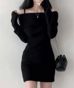 GEMEDA オフショルダースリムフィットワンピース