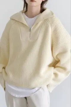 select MOCA ハーフジップニットトップス アイボリー