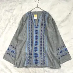 新品タグ付き アミナ グァテマラ織り エスニック プルオーバー シャツ Lのサムネイル