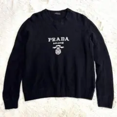 【美品】PRADA プラダ クルーネックウールニット セーター ブラック 44 プラダ PRADA ニット セーター 44 美品】PRADA プラダ クルーネック