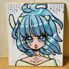 オリジナルイラスト 【リラ星人レイラ】 ミニ色紙 手描き イラスト 原画