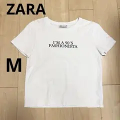 ZARA クロップド丈 ミニT 半袖Tシャツ ホワイト
