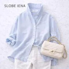 スローブイエナ リネンコットンレギュラーシャツ サックスブルー 2025