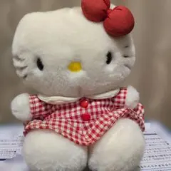 ハローキティ ぬいぐるみ チェック柄ドレス平成レトロ1998年製