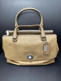 コーチ 2WAY ショルダートートバッグ 本革レザー ターンロック