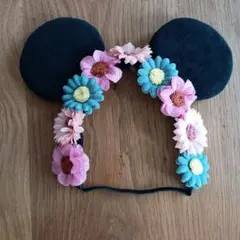東京ディズニーリゾート ミッキー耳 ヘアバンド　花飾り　ミニー　カチューシャ