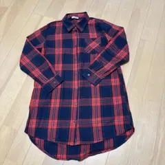 next 赤と紺のチェック柄長袖シャツ