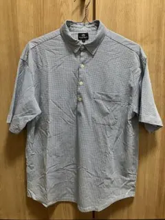 BEAMS ポロシャツ 水色 千鳥柄 Mサイズ