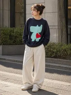 NII キャラクターグラフィック トレーナー ネイビー M